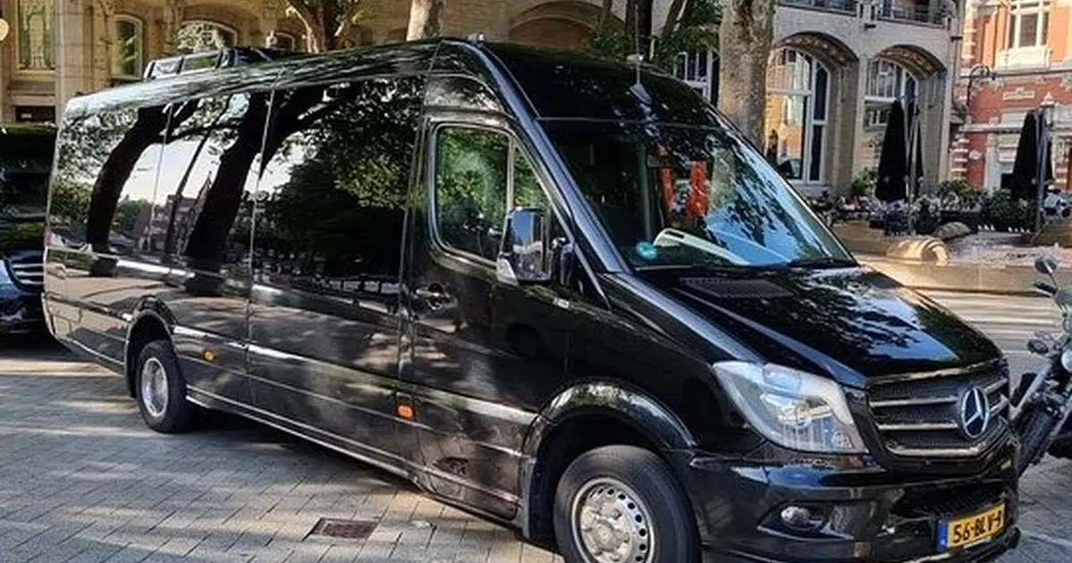 A 15 seater minibus Mercedes Sprinter parked in Zaandam