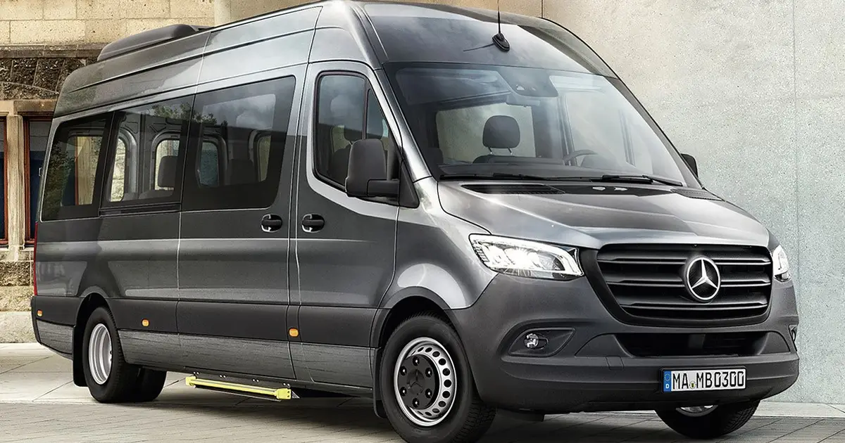 A 15 seater minibus Mercedes Sprinter in Oakham