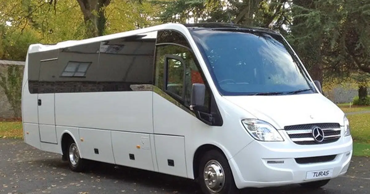 An 33 seater midibus Mercedes Sprinter in Lancaster