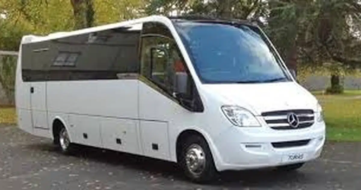 A 16 seater Mercedes Sprinter minibus parked in Chelmsford