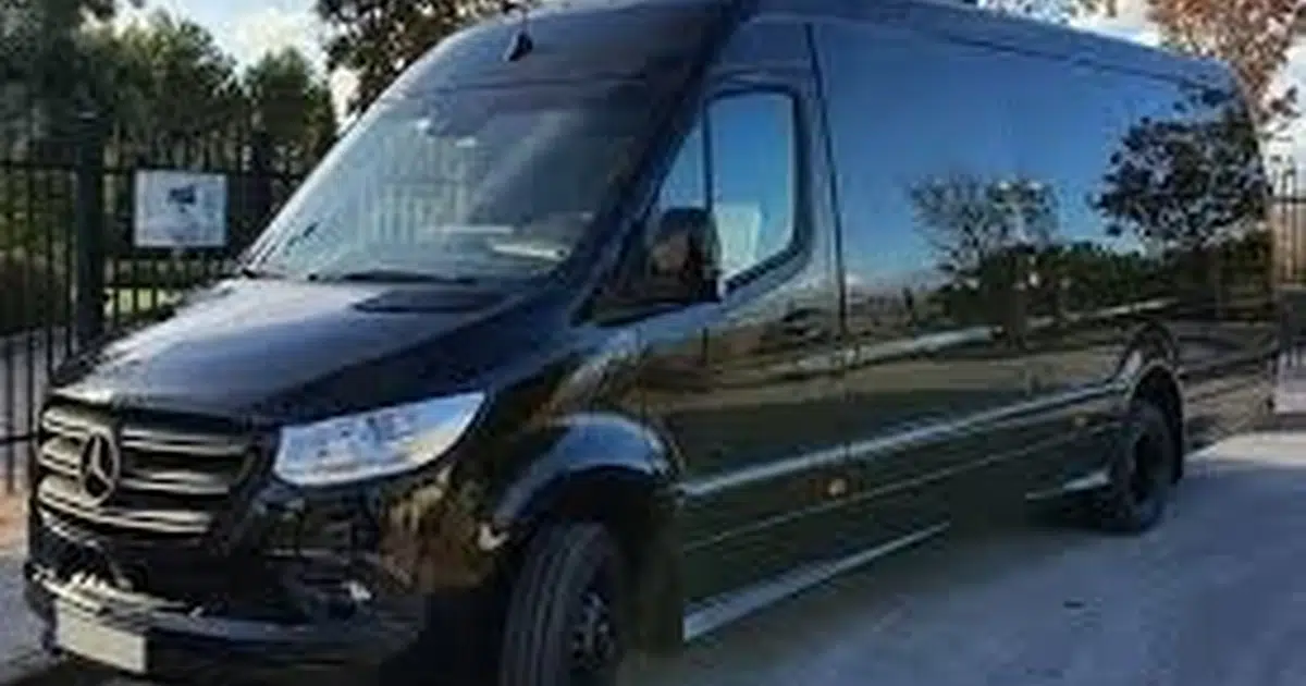 A minibus Mercedes Sprinter parked at a street in Logroño