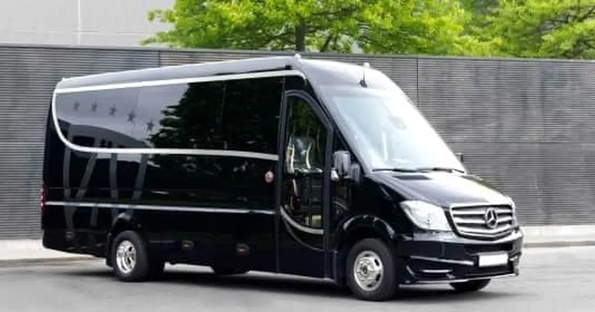 A 16 seater minibus Mercedes Sprinter parked in Maastricht