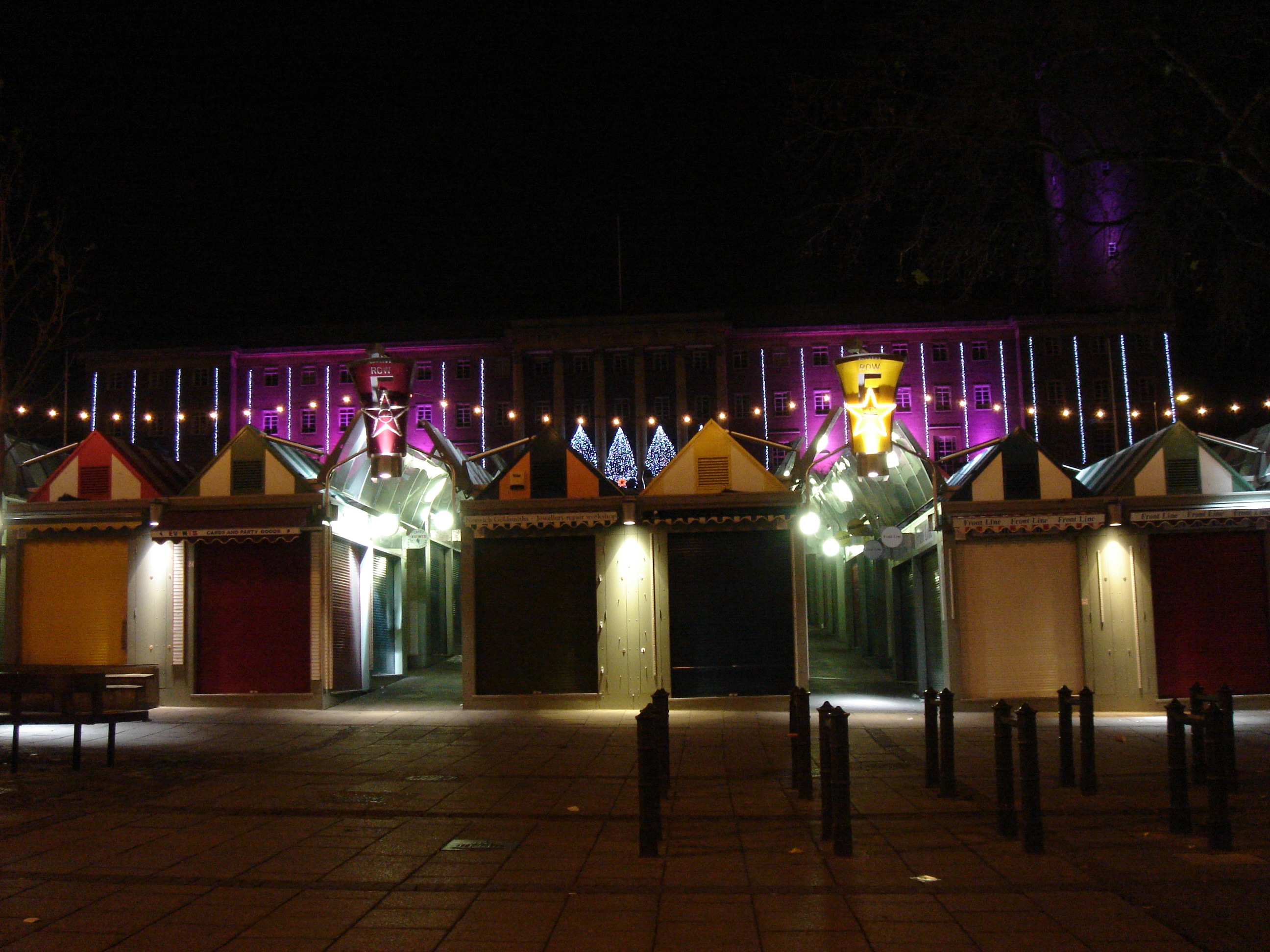 City Hall over the top of the Market, Norwich, UK