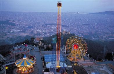 General view Attractions Tibidado Park in Barcelona 