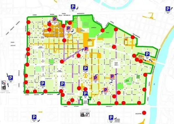 Mappa delle zone ZTL della città di Torino