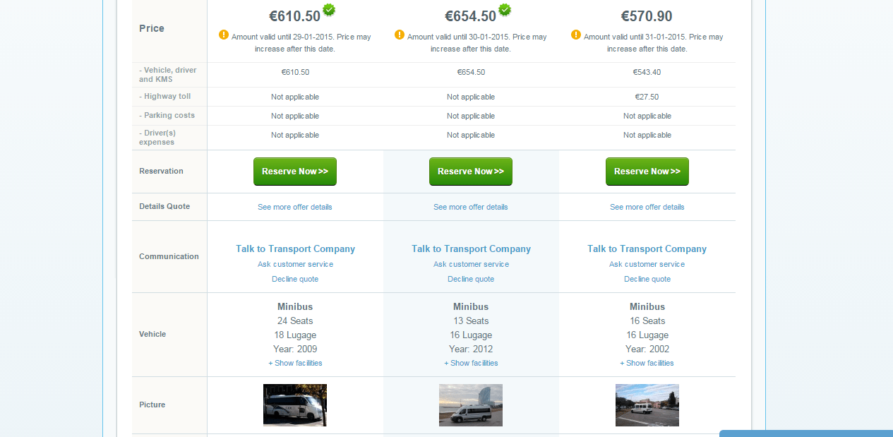 Offertes vervoer vergelijken en reserveren