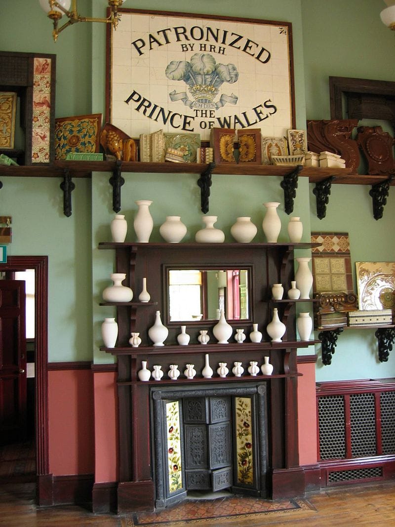 Display of tiling and other ceramics inside the Jackfield Tile Museum.
