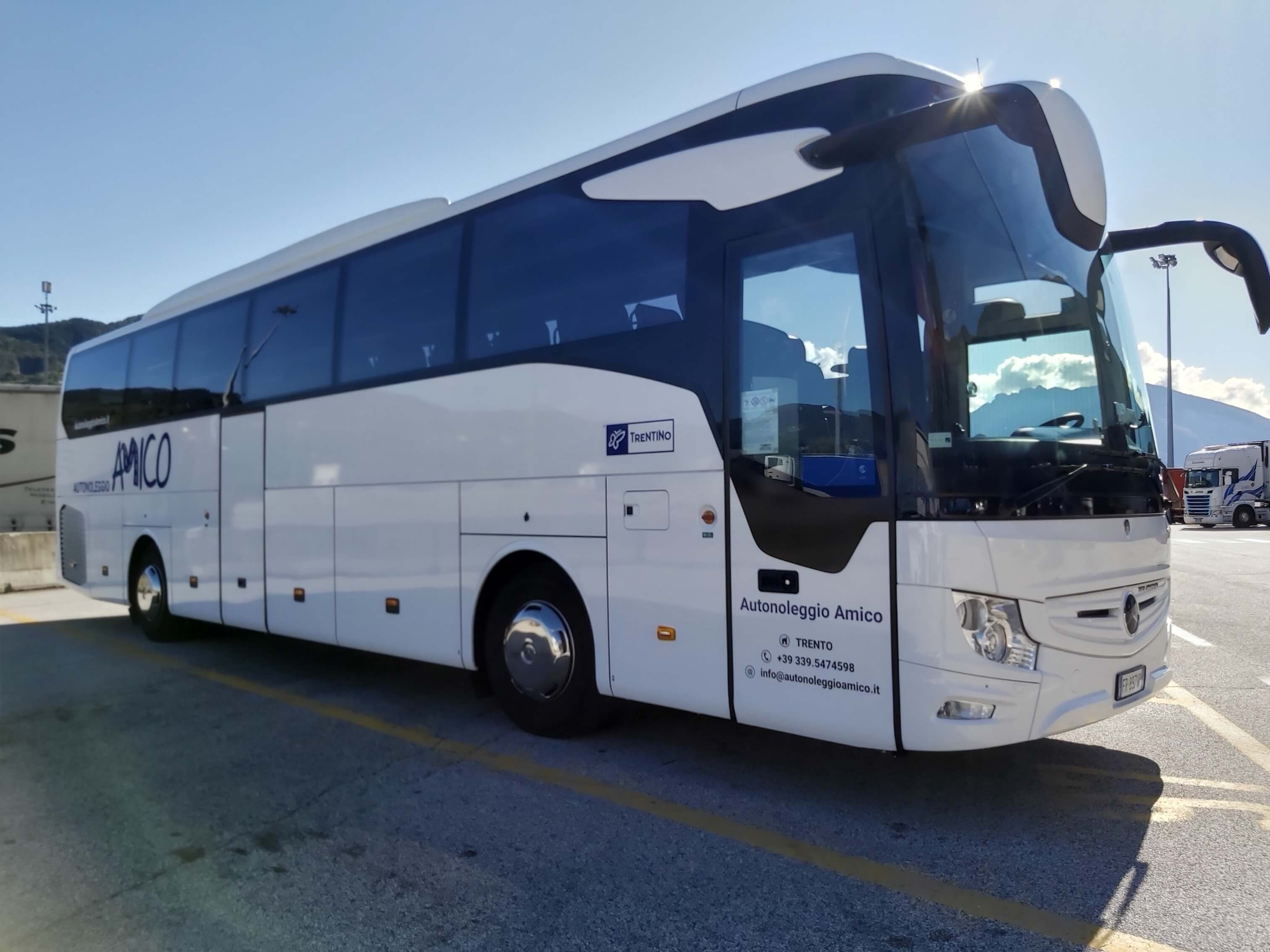 Hire a 56 seater Luxury VIP Coach (Mercedes Tourismo 2021) from Autonoleggio Amico di Morea Michele in TRENTO 